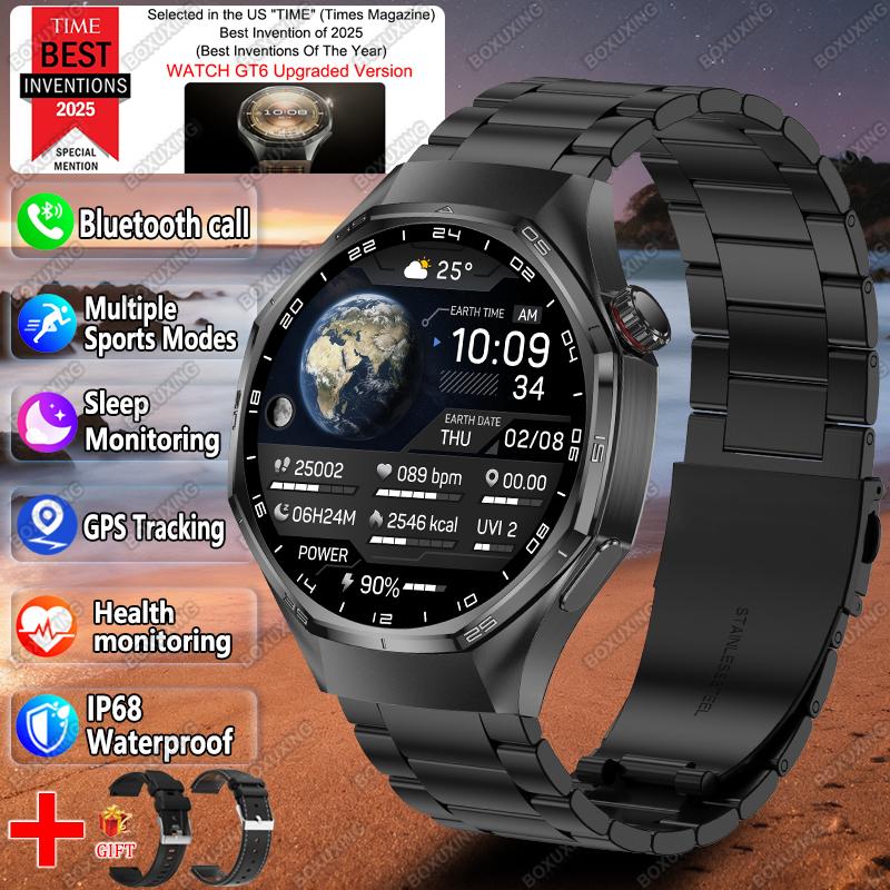 Глобальная версия Watch 6 Pro Новые умные часы для мужчин Экран GPS-трек Bluetooth-звонок Водонепроницаемые Спортивные Пульс Умные часы