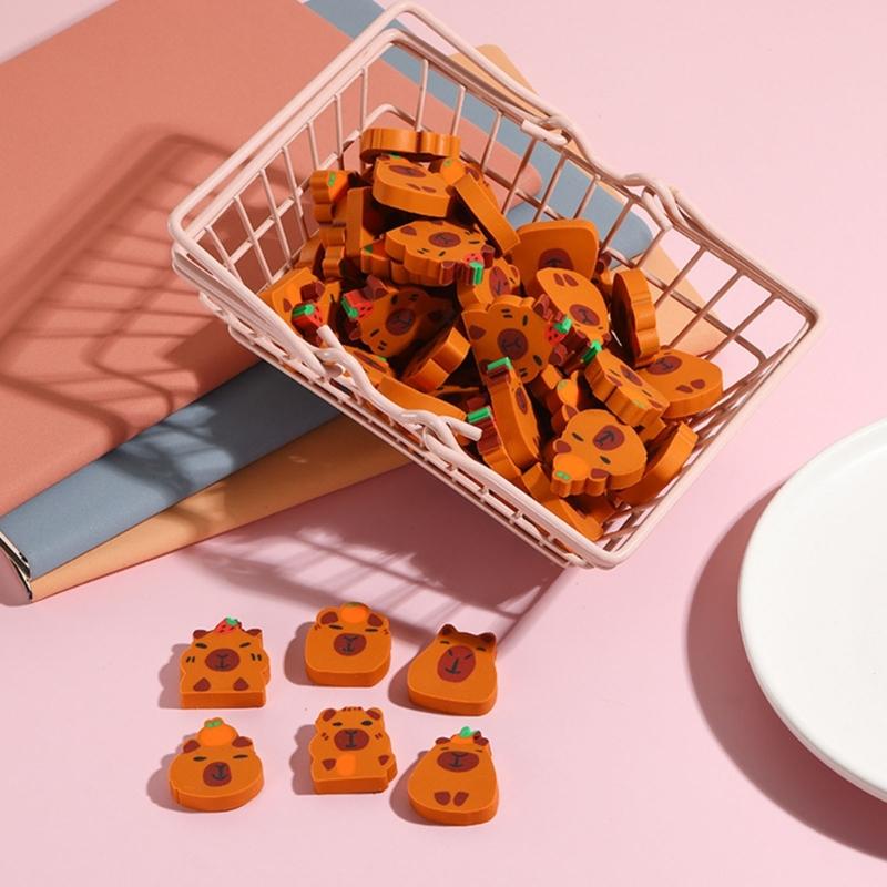 10 шт. Милые ластики-колпачки с животными, ластики-капибары, практичные ластики, мягкие ластики, подарок-награда, школьные принадлежности