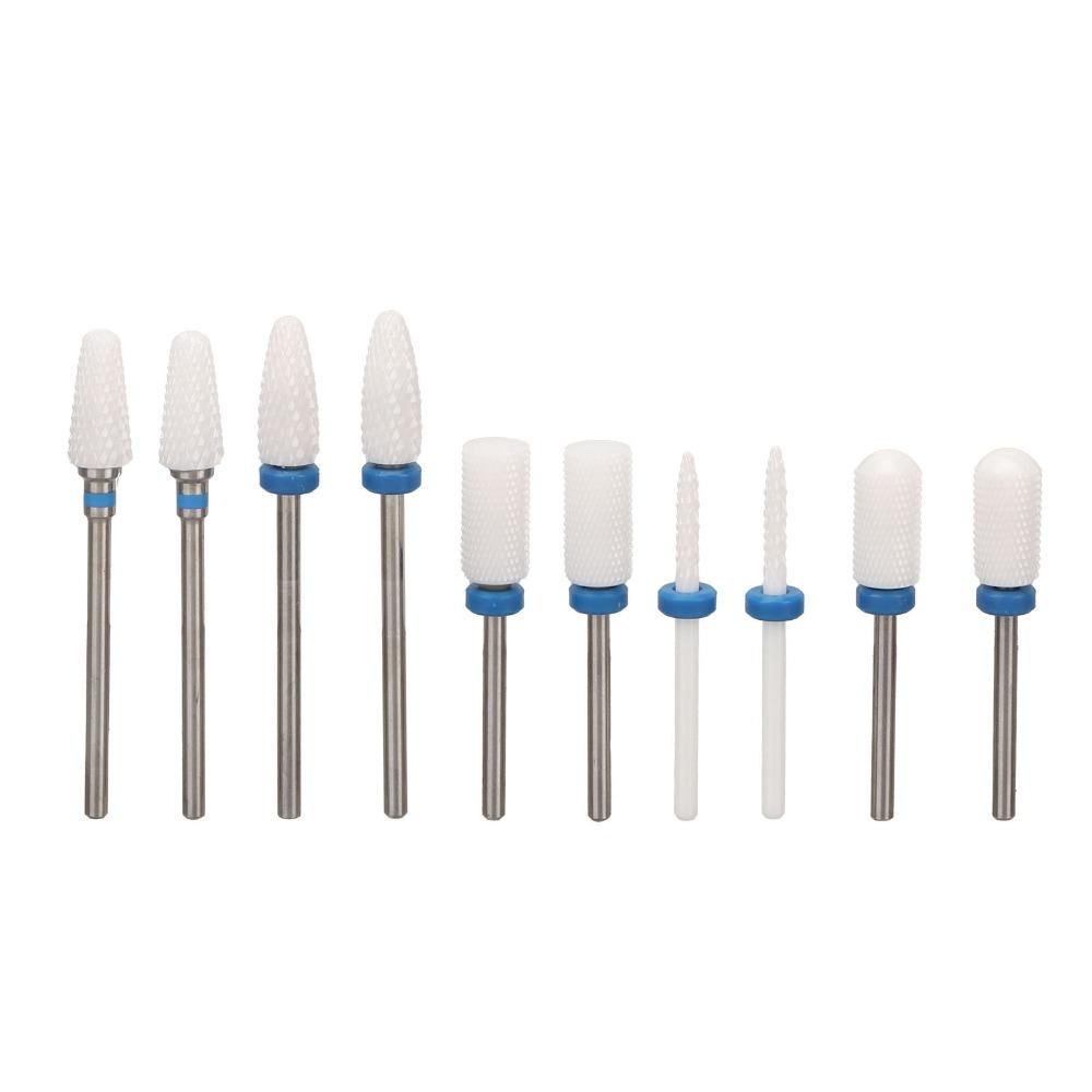 10pcs Ceramic Ceramic Nail Drill Bit Set Nail Surface Polishing And Shaping