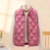 Lightweight Women's Down Vest Jacket Mom Stand Collar Waistcoat Autumn Winter Short Warm Vest Coat Casual Outwear