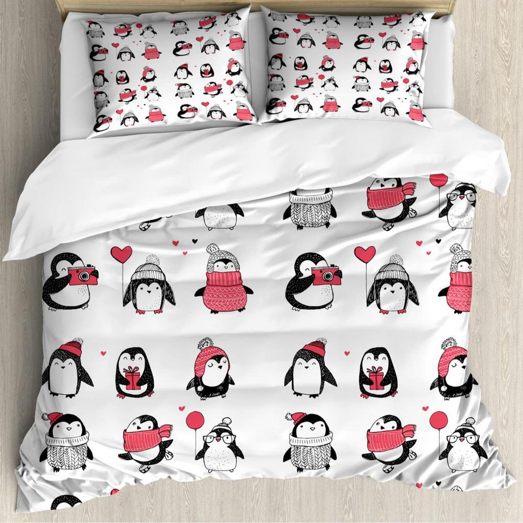 Christmas Style Snowflake Dot Pattern Three-piece Quilt Cover 3D Digital Printing Bedding Set Retro Bed Cover