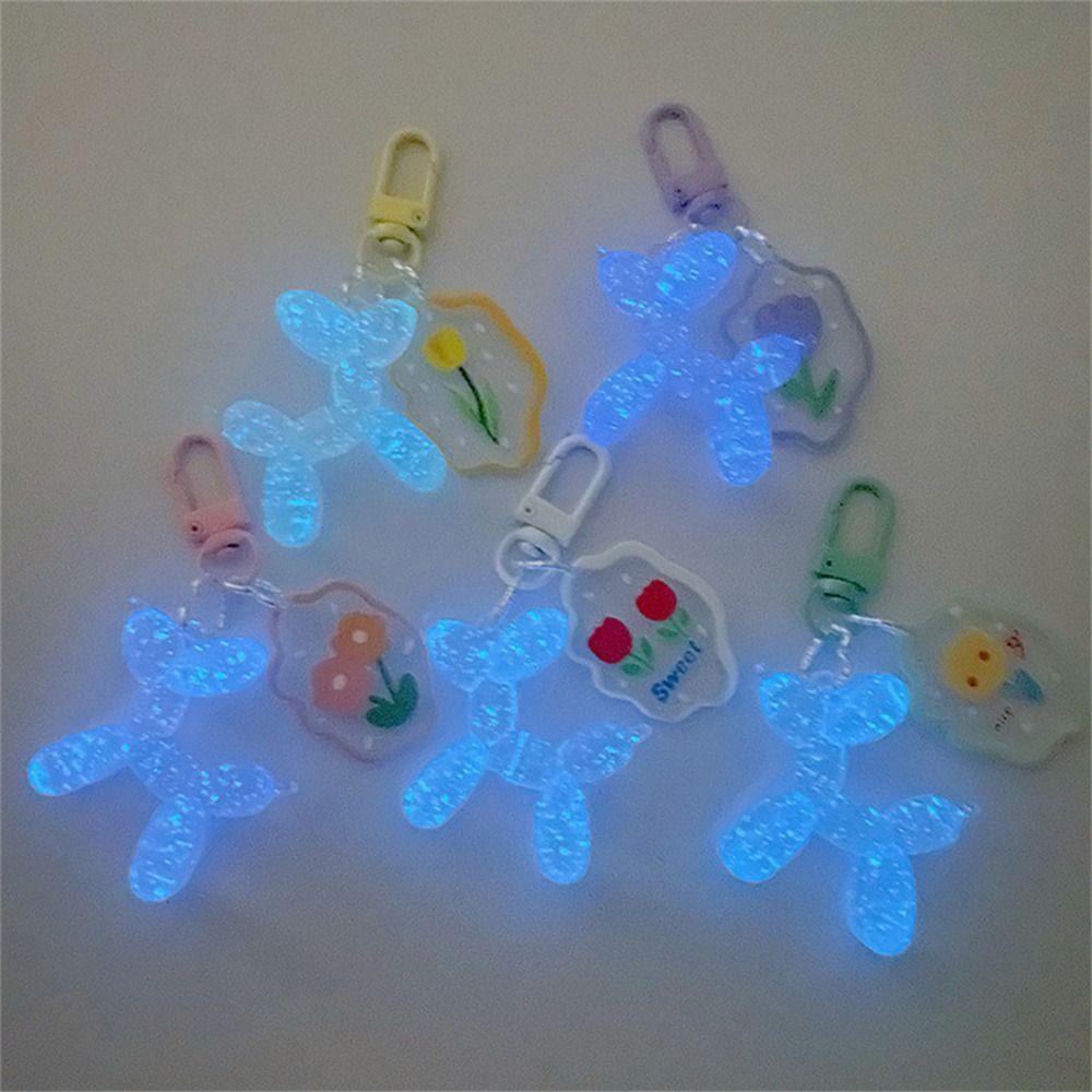 New Glow-in-the-dark Star Keychain Bag Pendant Colorful Keychain Cartoon Flower Jewelry Small Animal Decoration