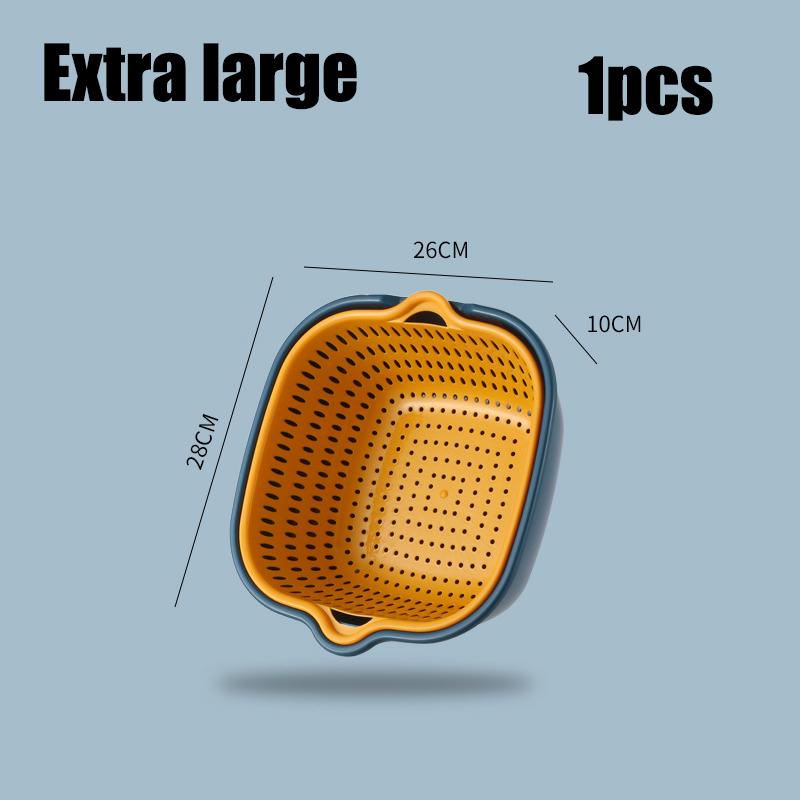 Многофункциональная корзина для мытья посуды для фруктов и овощей, двухслойная дренажная корзина, пластиковая полая дренажная корзина