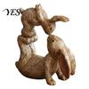 Rustic Resin Sculpture Parent Child Rabbit Statue, Ornament, Cute Rabbits Figurine Garden for Yard Flower Bed Room Table Decor Ornament
