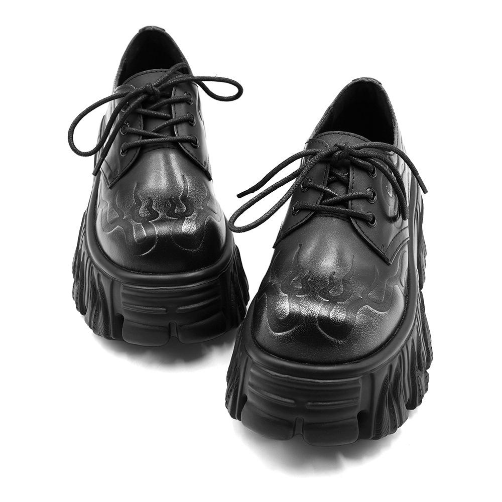 Gothic Punk Flame Embossed Platform Sneakers Unisex Chunky Low Top Shoes for Men Women