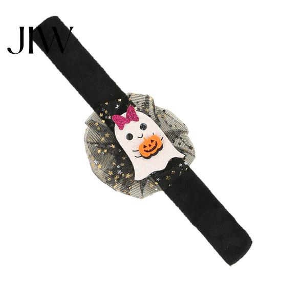 Cute Cartoon Holiday Gifts Stuffed Halloween Slap Bracelets for Kids, Plush Pumpkin Ghost Skull Wrist Kids Goodie Bag Fillers Band with Sequin