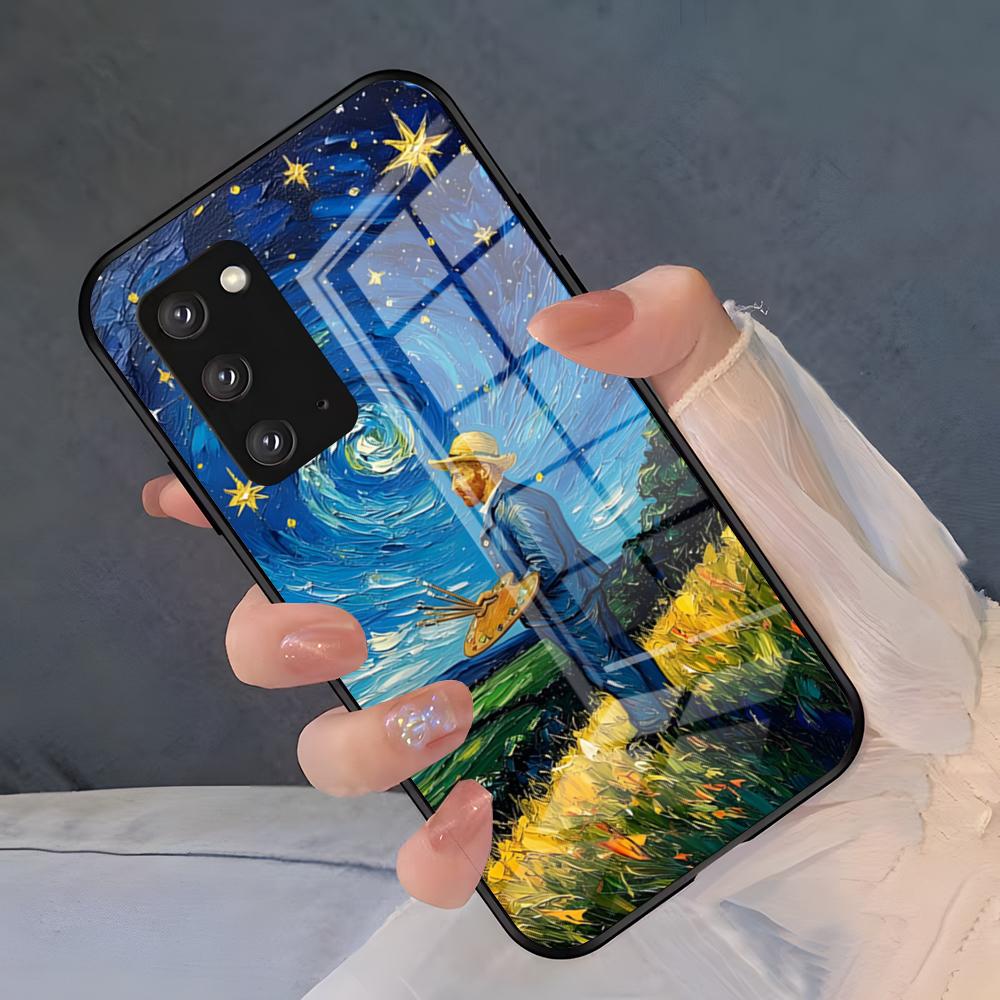 Чехол для телефона с картинами Ван Гога маслом для Samsung S26 S25 Plus S20 S20 Plus S22 Ultra S23 FE S21 Plus S21 Ultra Стеклянная крышка