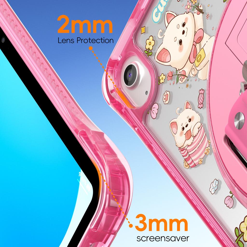 Для iPad (2025)/10.9 (2022) Чехол-подставка с ручным ремешком, с оттиском, из ПК, ТПУ, акриловая крышка с плечевым ремнем