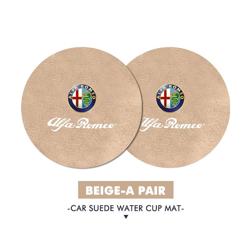 Car Stickers For Alfa Romeo For Alfa Romeo 2PCS Car Logo Anti-Slip Water Cup Pad Drink Holder Mat Interior Accessories Giulietta