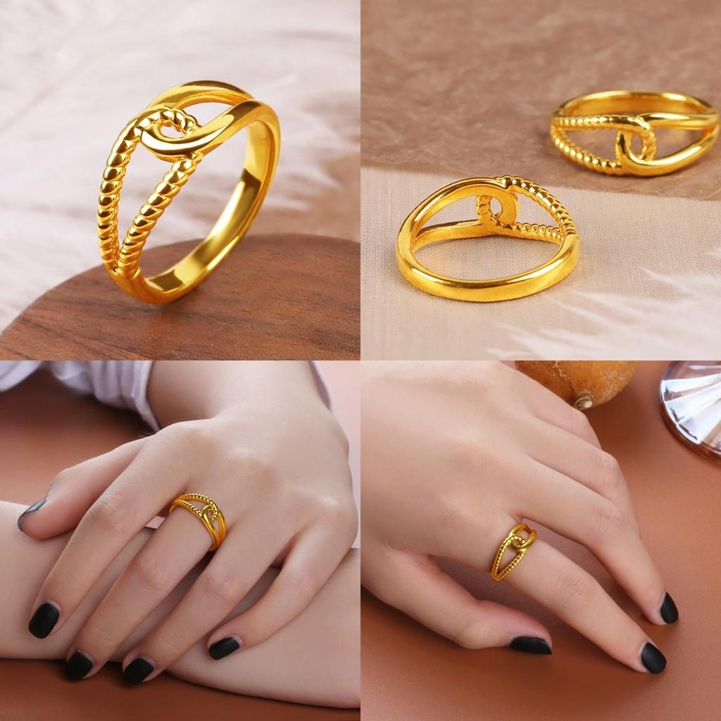 Chic Brass Gold Plated Twist Design Couple Ring Ideal For Fashion Forward Women
