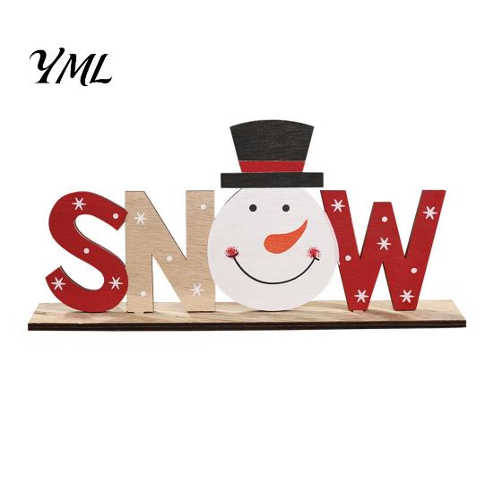 Christmas Home Decor Wooden Table Sign, XMAS SNOW NOEL Tabletop Sign with Holiday Decorations Base, Hollow Letter Centerpiece for Xmas Party