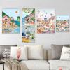 Modern Famous City Tourism Wall Art Poster Cartoon Turkey Italy Portuguese Landscape Canvas Painting Living Room Home Decoration
