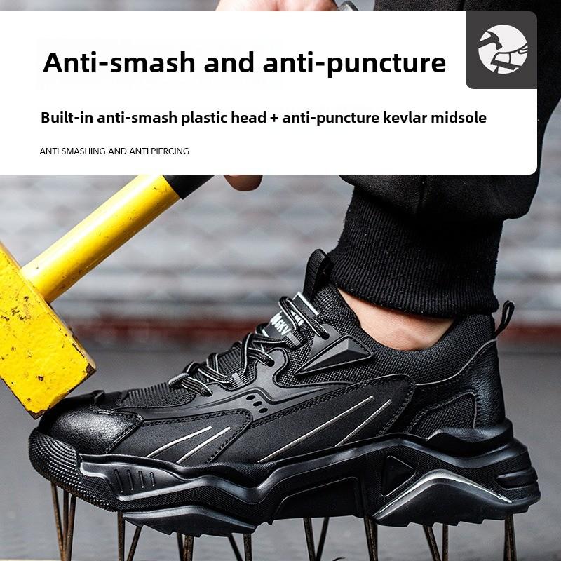 Work Boots with Steel Toe Cap Indestructible Shoes for Men Safety Sneakers Anti Puncture Anti Slip Light Comfortable Work Shoes