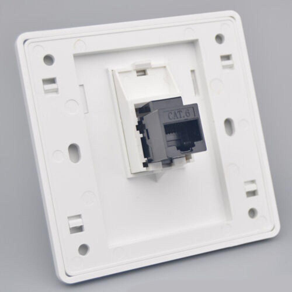 Female To Female CAT6 Gigabit Dual-Pass Network Wall Plug RJ45 LAN Faceplate Internet Straight Plug Outlet 86x86mm