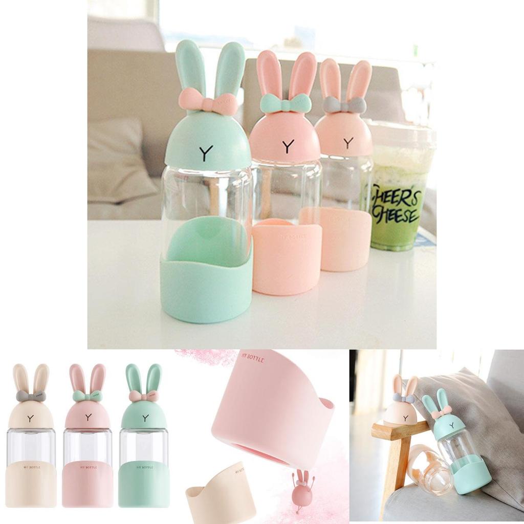 Очаровательная стеклянная бутылка для воды с кроликом для девочек, дорожная кружка с кроликом, чашка для сока