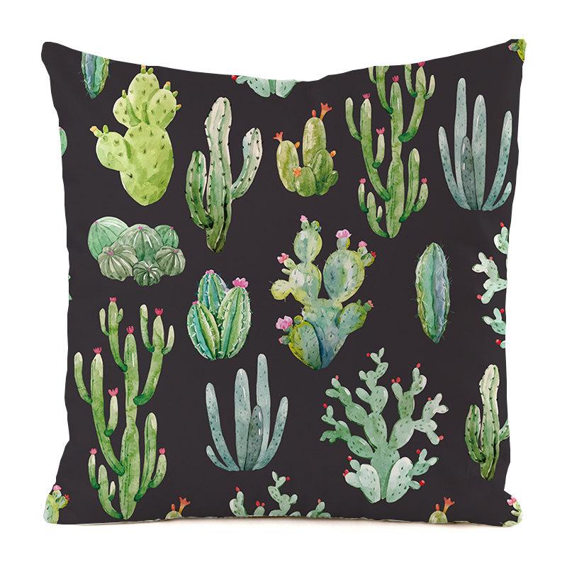 Cartoon Minimalist Cactus Style Digital Printing Short Plush Pillow Covers For Car Sofa Office Cushion Cover Home Goods