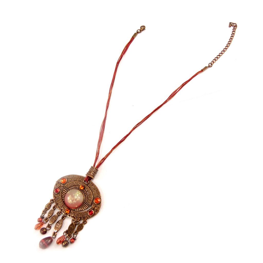 Les Trésors De Lily [D3405] - Designer Necklace 'Matahari' Red / Copper