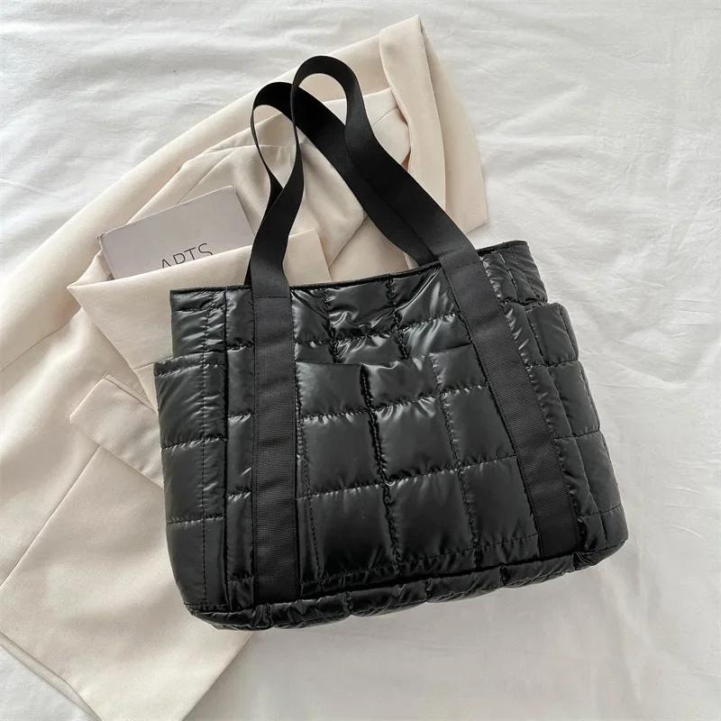 Женская хлопковая сумка осень-зима, новая клетчатая вышитая сумка на плечо, большая вместительная хлопковая сумка, модная трендовая сумка подмышкой