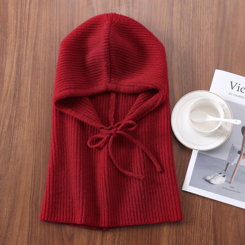 % Wool patented thickened knitted headgear scarf sleeve ear protection wool cap spot