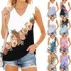 Ayollar V-bo'yinli Moda Kundalik Gul Bosmali Yozgi Jilet Top
