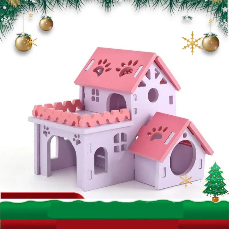 Wooden Hamster Nest Sleeping House Home Luxury Cage Pet Hideout Hut Toy Small Animal Supplies Hamster Hideout