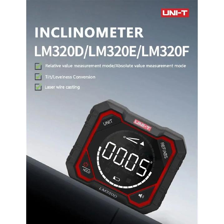 UNI-T LM320D LM320E LM320F Laser Inclinometer Digital Angle Meter with Relative Absolute Angle Measurement Magnetic Inclinometer