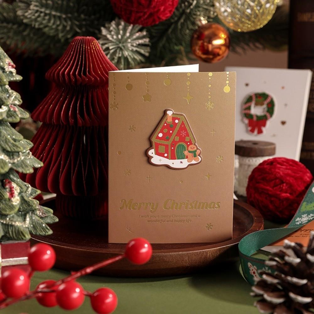 10pcs 3D Merry Christmas Greeting Cards DIY Greetings Postcard Creative Blessing Cards New Year