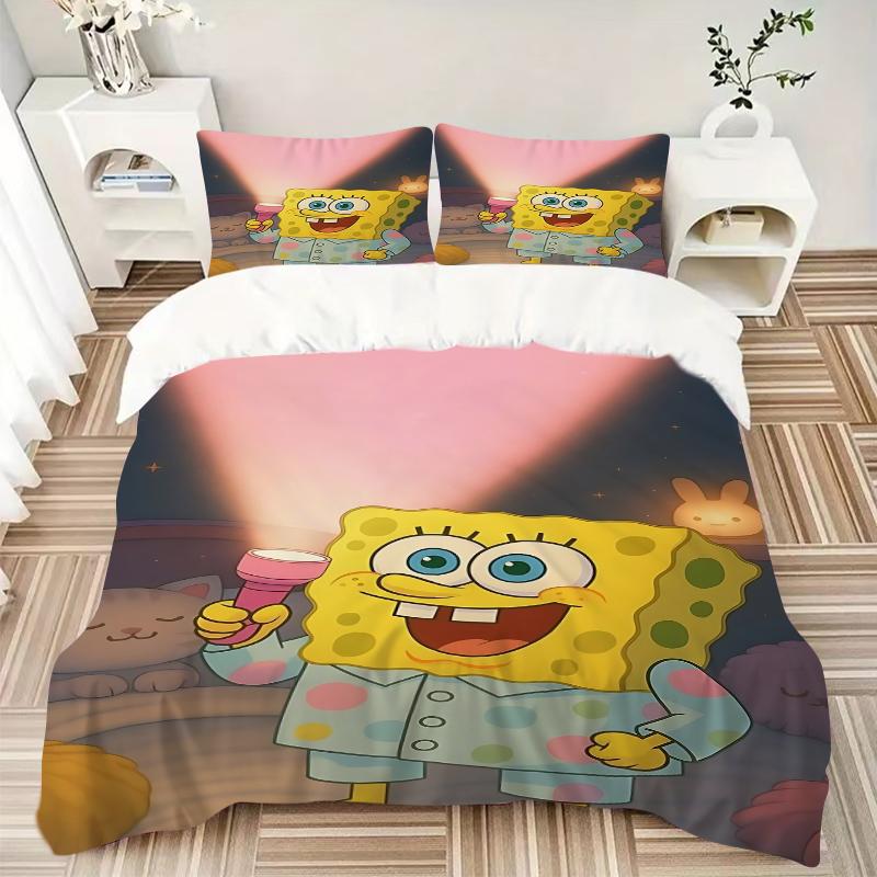 3Pcs Spongebob Pajamas Bedding Sets For All Sizes New 3D Printed Bed Cover Comforter Duvet Cover Pillowcase Bedroom Decoration