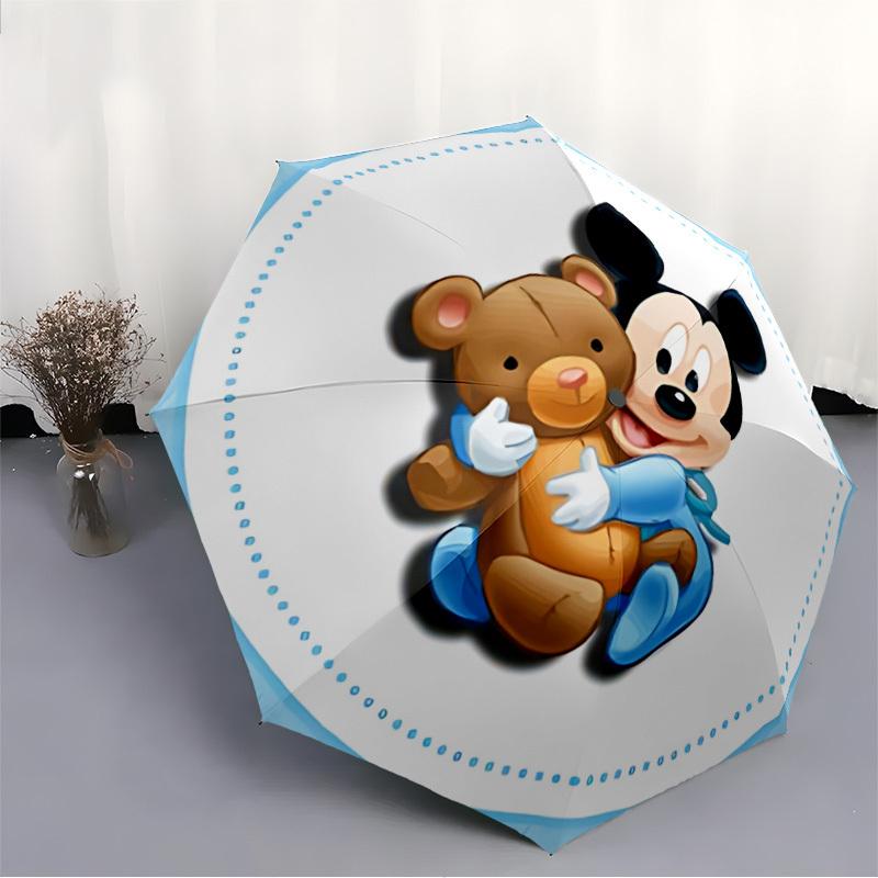 1pc Mickey Mouse Automatic Folding Umbrella - Portable Collapsible Design, 8-Rib Iron Frame yy251209074