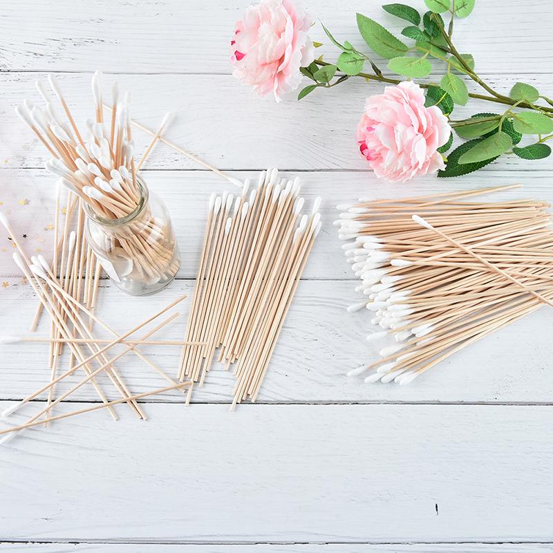 100 шт. медицинских тампонов длиной 6 дюймов с деревянной ручкой, прочный ватный аппликатор, тампон с ватной палочкой
