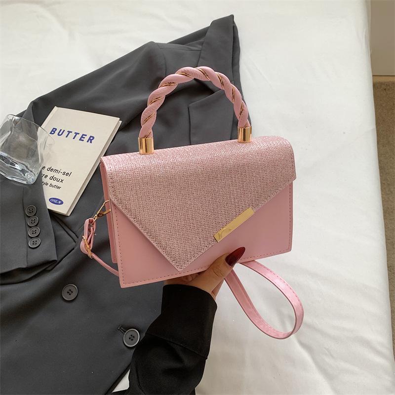 New Bag Women's High-end Shoulder Messenger Bag Women's Bag Versatile Handbag Small Fresh Gold Silk Embroidery Thread Small Square Bag