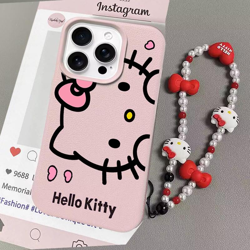 Милый Чехол-Цепочка Hello Kitty Для Iphone 17 Pro Max 17 Air 16 15 14 13 12 11 Pro Max 16e Чехол Для Телефона с Рисунком Личи