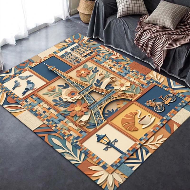 2025 New Paris Eiffel Tower Carpet Rug for Living Room Bedroom Home Sofa Decoration,Kids play Non-slip Floor Mat89