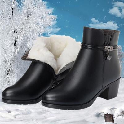 Новые зимние женские сноубутсы из короткого плюша на толстом каблуке, с нескользящей подошвой и металлической отделкой, мамины хлопковые туфли 35-43 Botas Mujer