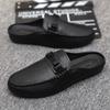 Fashion Summer Leather Men's Half-slipper Breathable Men's Casual Shoes Comfortable Walking Loafers Shoes