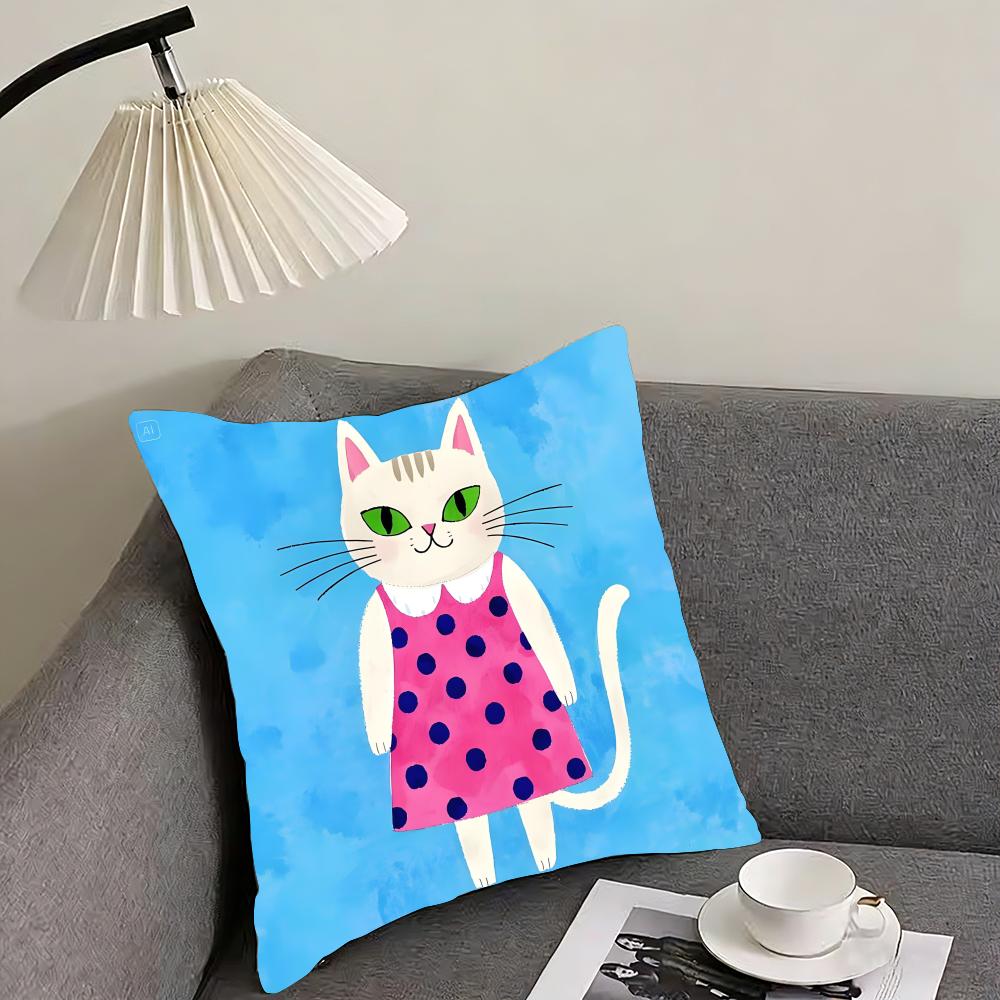 Cat Cute Cushion Cover Pillowcase Ultra Soft Skin Friendly Fabric Cloud Like Comfort Concealed Zipper