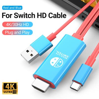 Кабель Type C на HDMI 4K HD Адаптер с USB-зарядкой 5 В для Switch OLED, Steam Deck, iMac, iPad Pro, Surface, ТВ-док