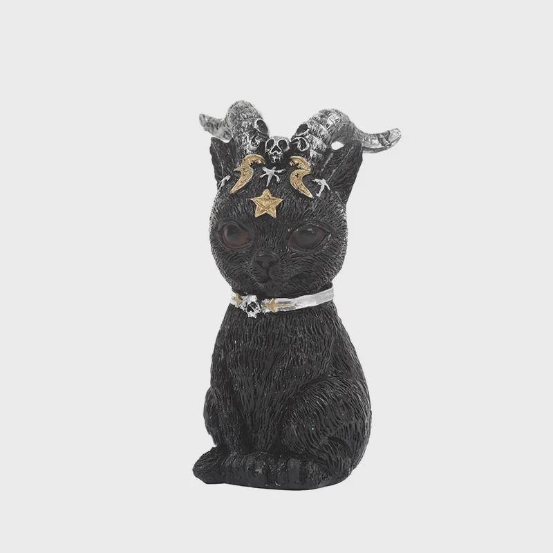 Кошка-демон из хеллоуинского пейзажа: Темный Стиль Алтарь Хранитель Магическое Смоляное Украшение