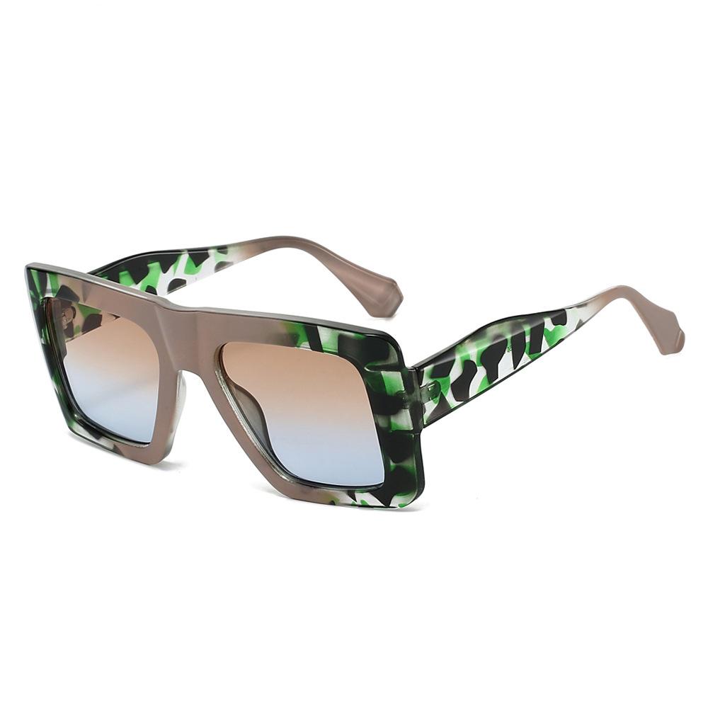 Retro Square Leopard Gradient Women Sunglasses Personality Contrast Color Frame Design High Quality Men Casual Shades Uv400
