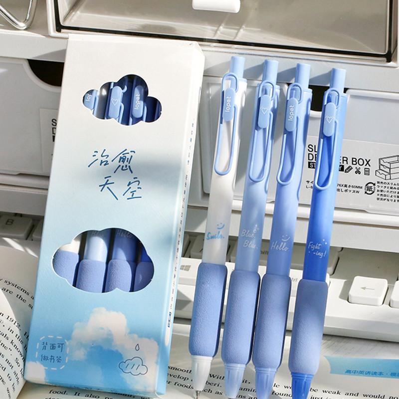 4 шт./кор., милая гелевая ручка, корейская модная простая ручка, мягкая ручка с ручкой, канцелярские принадлежности, ручка 0,5 мм с черными чернилами, ручка для скрапбукинга, студенческие принадлежности