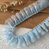 Luxury Blue Lace Trim Ruffle Flounce for DIY Dress Decoration