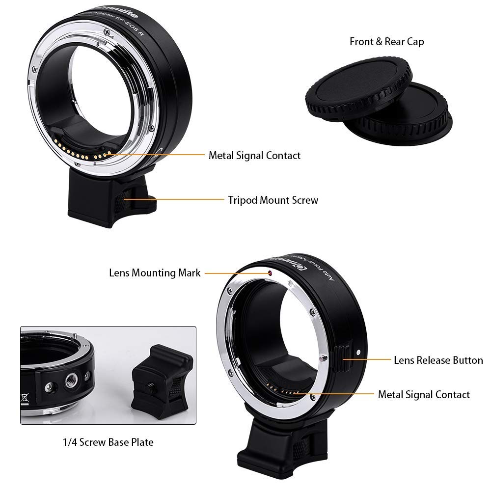 Commlite Lens Mount Adapter R EF Mount Lens Canon RF Mount with Electronic Contacts [] CM-EF-EOS (Canon Conversion)