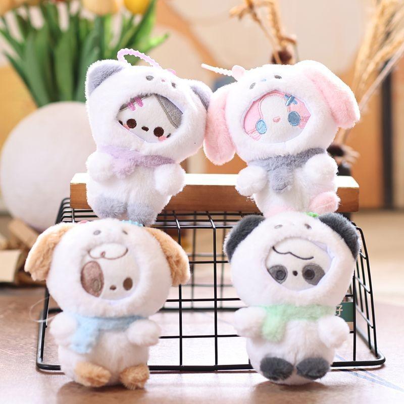 Dog Cat Cute Rabbit Panda With Scarf Plush Toy Pendant Keychain For Bag Decor