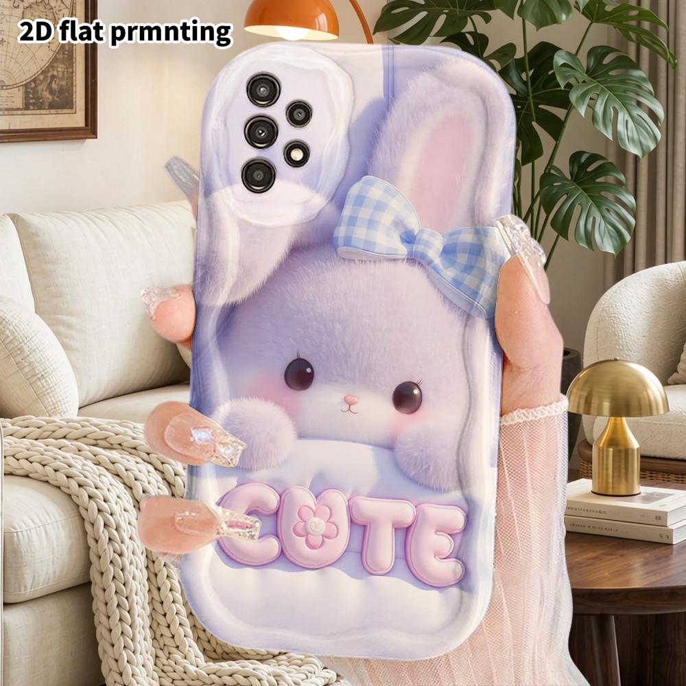 Phone Case: 2D Flat Samsung Galaxy A34 A35 M05 M06 S20 S22 S21 FE Plus 5G Protective Case, Couple Style, Purple Rabbit, Christmas and Halloween Gift