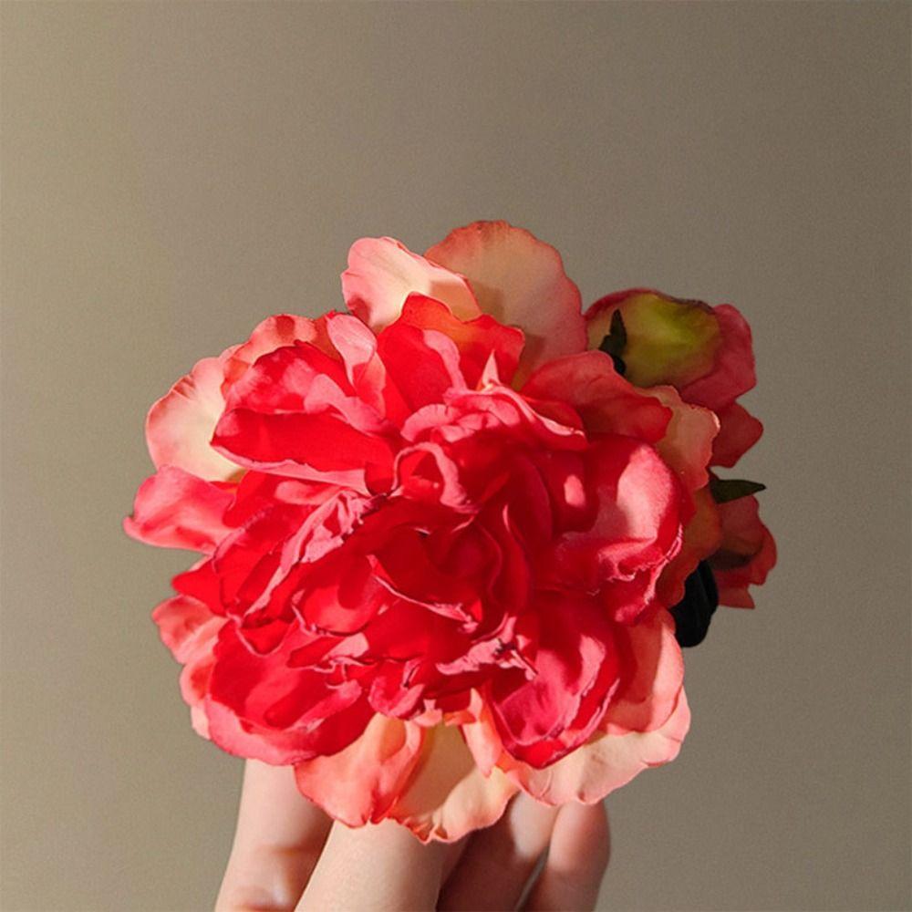 Тканевый пион цветок заколка для волос большая клипса-акула креативная искусственная цветочная клипса-краб для девочки