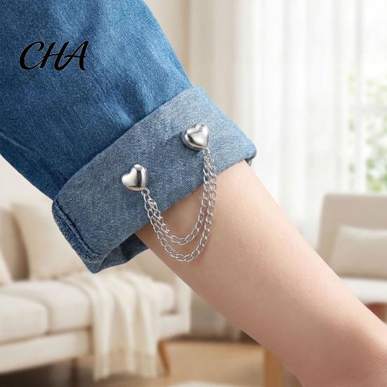 No Sew Hem Clips Magnetic Trouser Leg with Chain, Reusable Adjustable Alloy Fasteners, Invisible Garment Fixers Damage Buckle for T-shirt And
