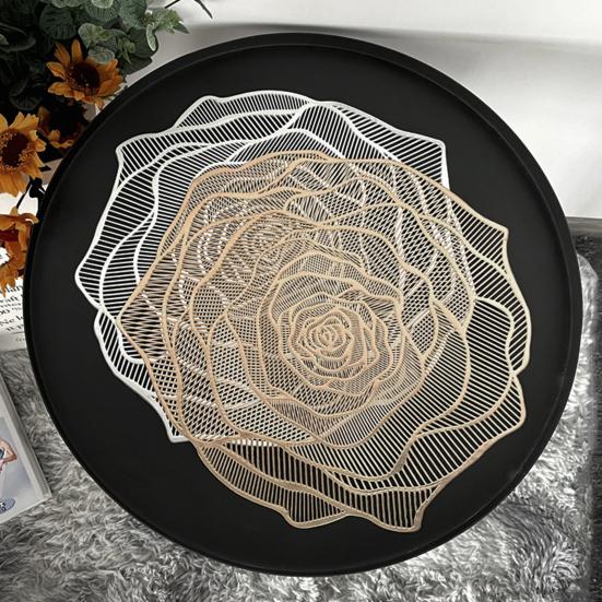 ПВХ подставка под тарелку термостойкая многоразовая настольная салфетка полая в форме розы изоляционная подкладка для украшения обеденного стола