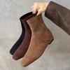 Shoes for Women 2024 High Quality Ankle Women's Boots Outdoor Modern Boots Women Square Toe Back Zip Low Heel Shoes Female