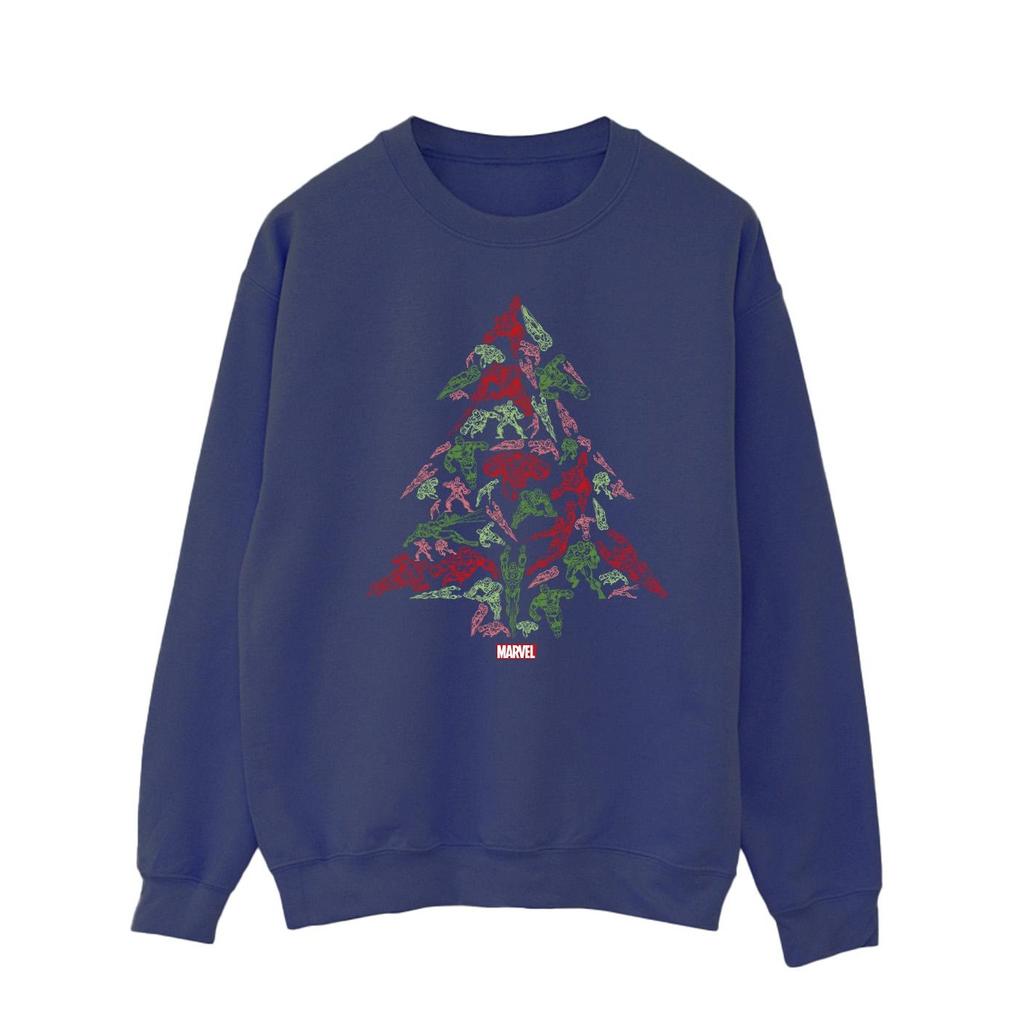 Marvel Mens Avengers Christmas Tree Sweatshirt