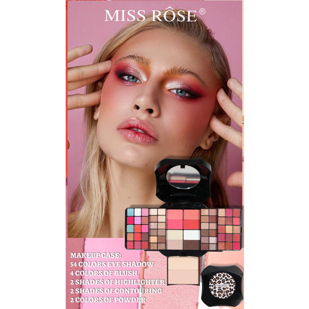 MISS ROSE 64-в-1 Изысканная коробка для макияжа для девочек Профессиональные наборы для макияжа Универсальная палитра румян Макияж для бровей Вечерний макияж